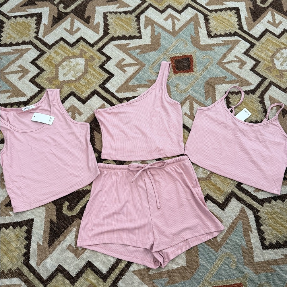 Casual 4 Piece Lounge Set in Pink
